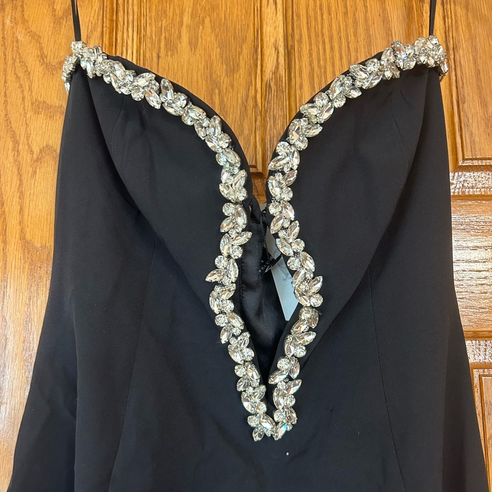 Bardot Black Strapless Dress with Silver Accents - Picture 5 of 10